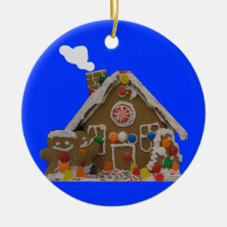 Gingerbread House Photo Ceramic Ornament