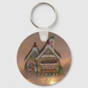 Gingerbread House Porcelain Keychain