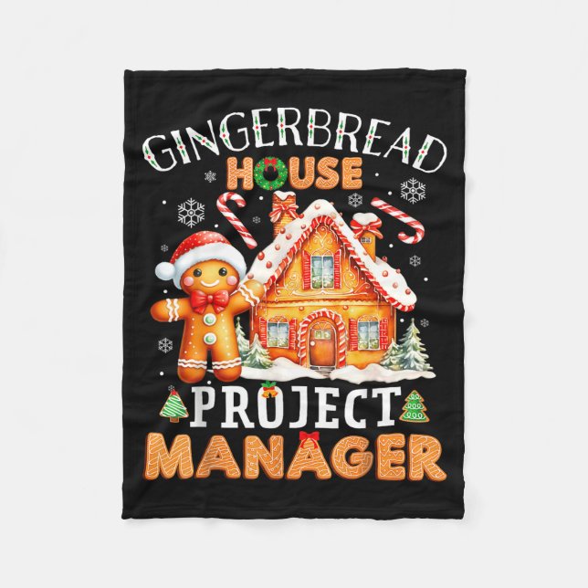 Gingerbread House Project Manager Decorating Bakin Fleece Blanket (Front)