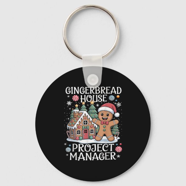 Gingerbread House Project Manager Decorating Bakin Keychain (Front)