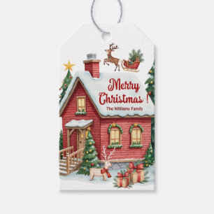 Gingerbread House Reindeer Fir Trees Gift Tags