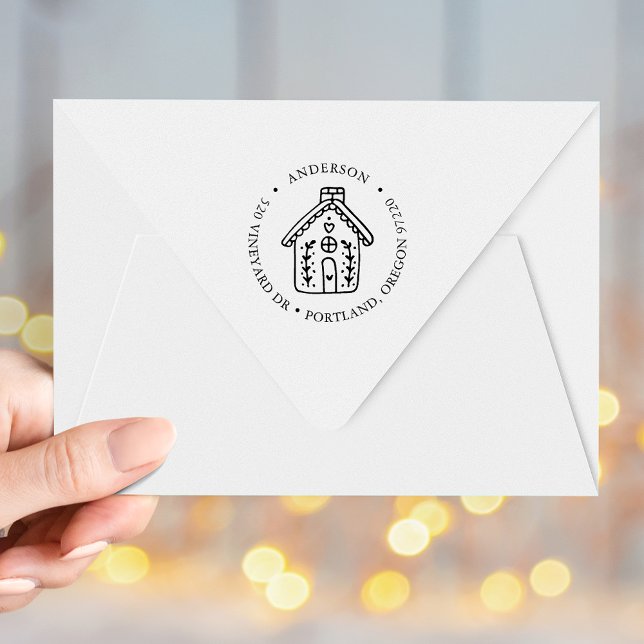 Gingerbread House Return Address Self-inking Stamp (Creator Uploaded)