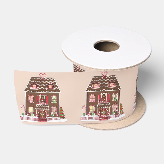 gingerbread house ribbon satin ribbon (Spool)