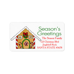 Gingerbread house Season's Greetings Label