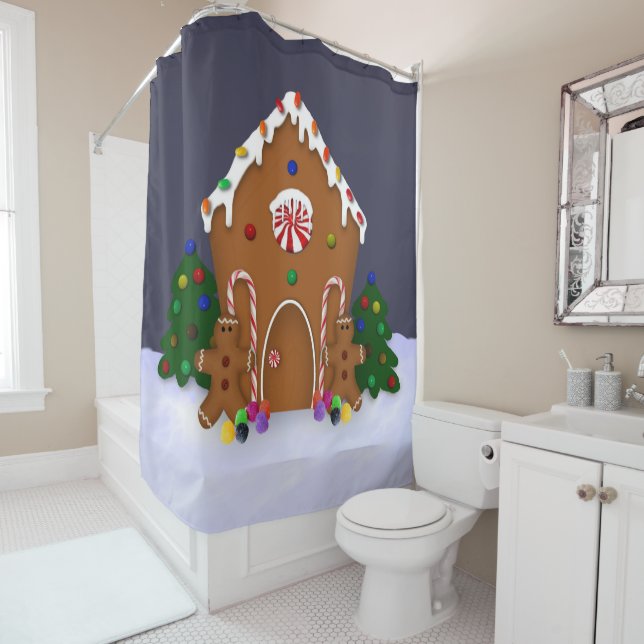 Gingerbread House Shower Curtain (In Situ)