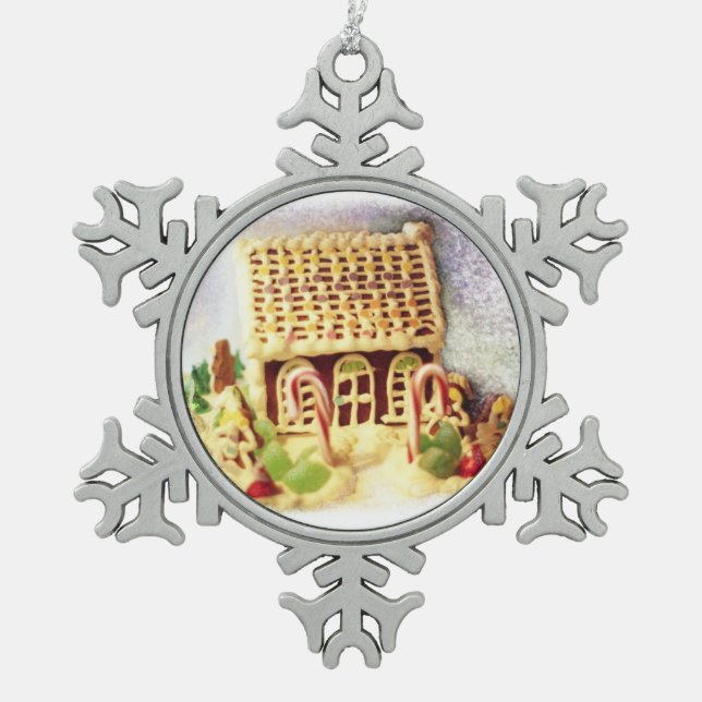 Gingerbread House Snowflake Ornament (Front)