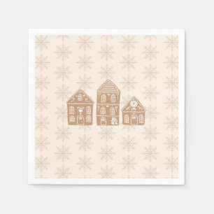 Gingerbread House Snowflake Pattern Holiday Napkin