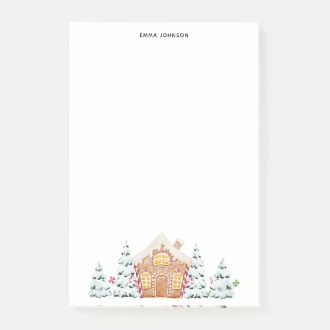 Gingerbread house snowy trees minimalist post-it notes (Front)