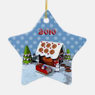 Gingerbread House Star Ceramic Holiday Ornament