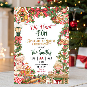 Gingerbread House Theme Oh What Fun Christmas Invitation