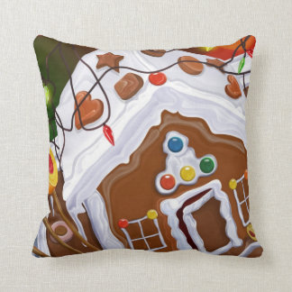 Gingerbread House Throw Pillow