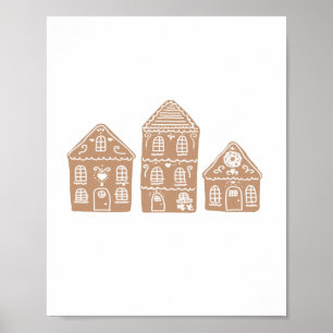 Gingerbread House Village Illustration Art Poster