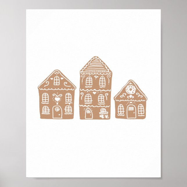Gingerbread House Village Illustration Art Poster (Front)
