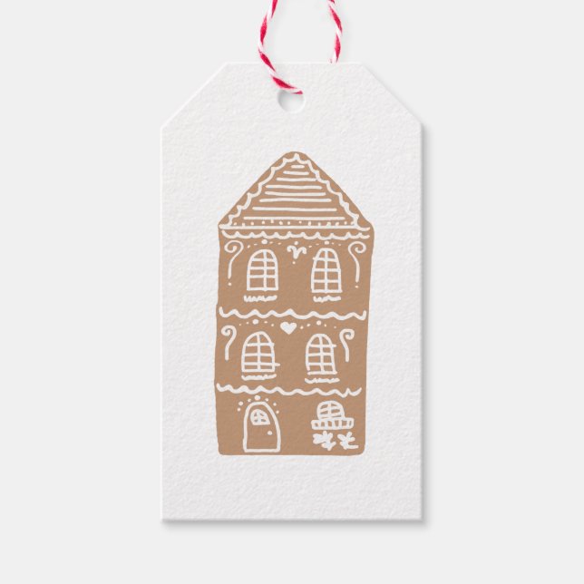 Gingerbread House Village Illustration Gift Tags (Front)