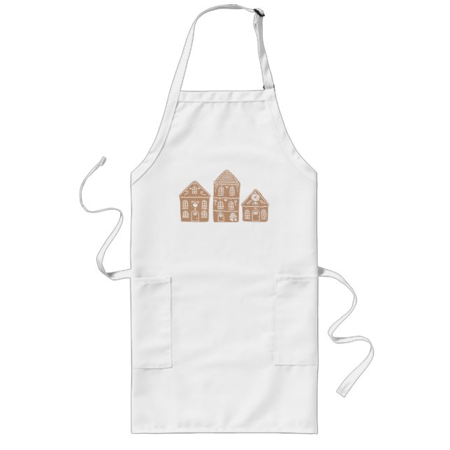 Gingerbread House Village Painting Art  Long Apron (Front)