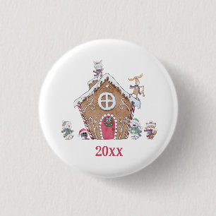Gingerbread House Winter Ice Skating Animal Custom 1 Inch Round Button