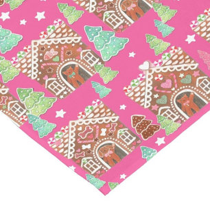 Gingerbread house with gingerbread cat and dog s short table runner