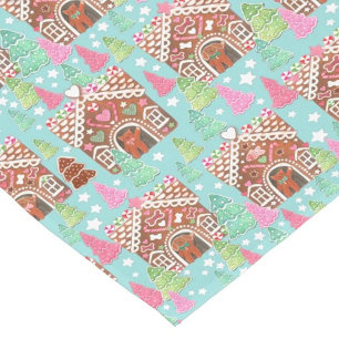 Gingerbread house with gingerbread dog and cat short table runner