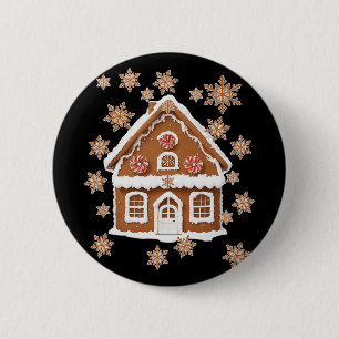Gingerbread Houses And Snowflakes Sweet Christmas 2 Inch Round Button