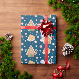Gingerbread Houses & Candy Canes Roll Wrapping Paper