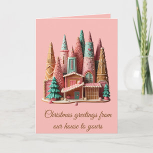 Gingerbread Houses Kitsch Germanic Christmas Villa Card
