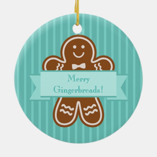 Gingerbread Hugs Ceramic Ornament (Back)
