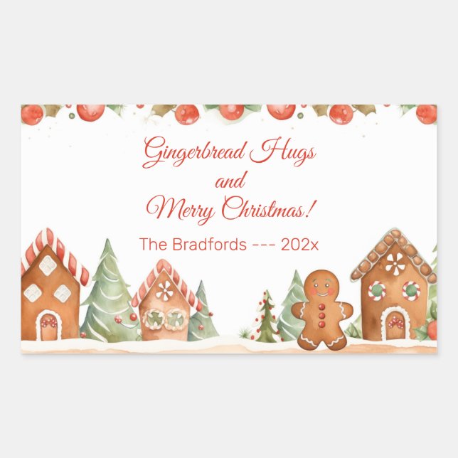 Gingerbread Hugs Christmas Sticker (Front)