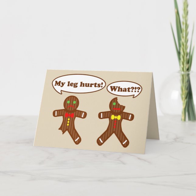 Gingerbread Humour Beige Holiday Card (Front)