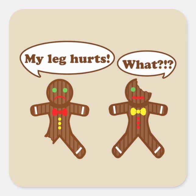 Gingerbread Humour Drawing Square Sticker (Front)