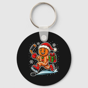Gingerbread Ice Hockey Player Sports Lover Xmas Pa Keychain