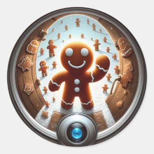 Gingerbread Invasion: Sweet Holiday Surprise  Classic Round Sticker