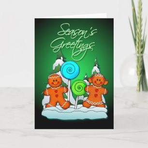 GINGERBREAD KIDS AND LOLLIPOPS by SHARON SHARPE Holiday Card