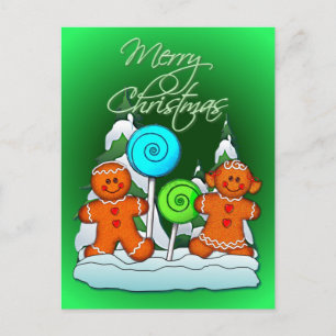 GINGERBREAD KIDS AND LOLLIPOPS by SHARON SHARPE Postcard