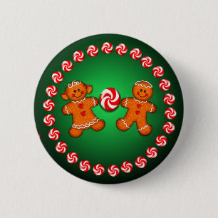 GINGERBREAD KIDS & CANDY by SHARON SHARPE 2 Inch Round Button