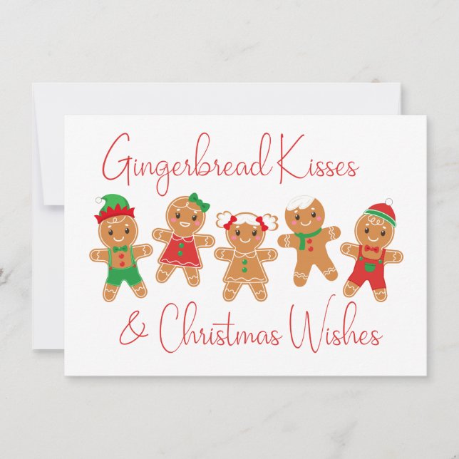 Gingerbread Kisses & Christmas Wishes Card (Front)
