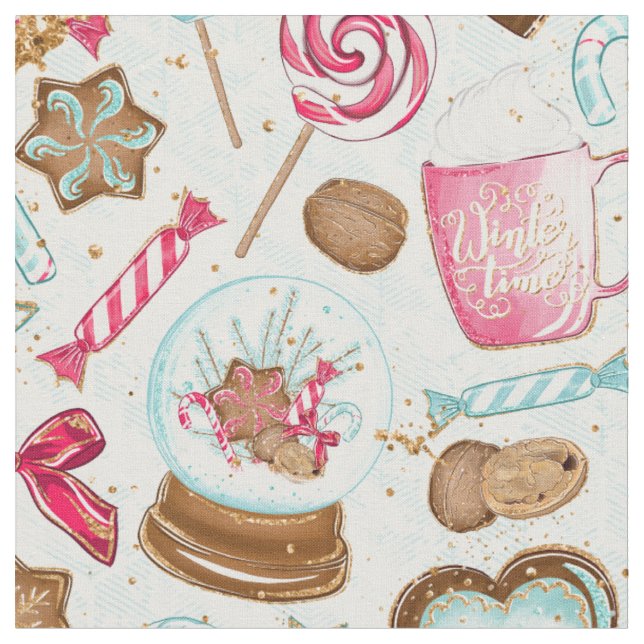 Gingerbread Kitchen Cookie Candy Fabric (Close Up)