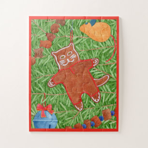 GINGERBREAD KITTY 11x14 Big Pieces Puzzle 