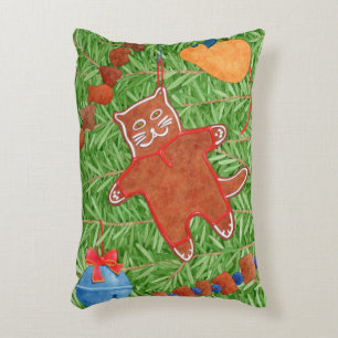 GINGERBREAD KITTY Accent Pillow