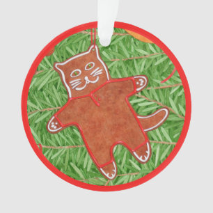 GINGERBREAD KITTY Acrylique Cercle Ornement