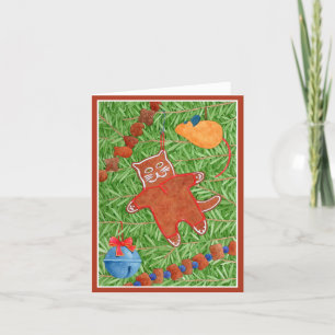 GINGERBREAD KITTY "Meowy Christmas" Notecard 3