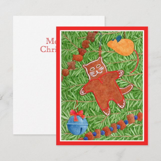 GINGERBREAD KITTY Meowy Noël 4.25x5.5 Carte II (Devant / Derrière)