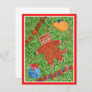 GINGERBREAD KITTY Meowy Noël 4.25x5.5 Carte II