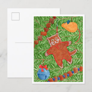 GINGERBREAD KITTY Postcard