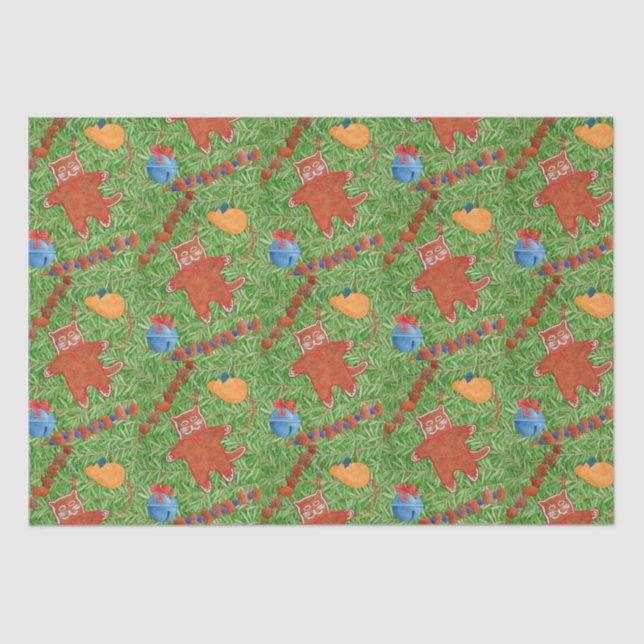 GINGERBREAD KITTY Tissue Paper (Front)