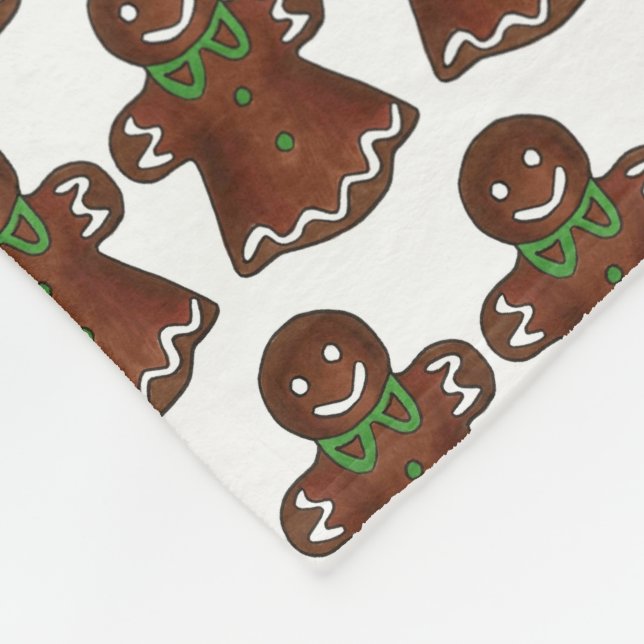 Gingerbread Lady Christmas Cookie Holiday Baking Fleece Blanket (Corner)