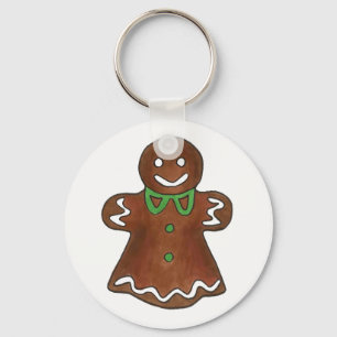Gingerbread Lady Woman Christmas Holiday Cookie Keychain
