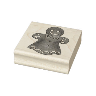 Gingerbread Lady Woman Christmas Holiday Cookie Rubber Stamp