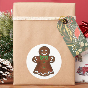 Gingerbread Lady Woman Christmas Holiday Cookies Classic Round Sticker