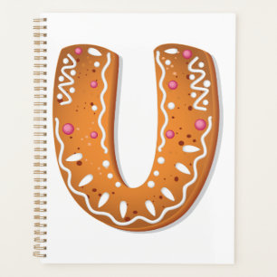 Gingerbread Letter U Monogram Holiday Cookie Planner