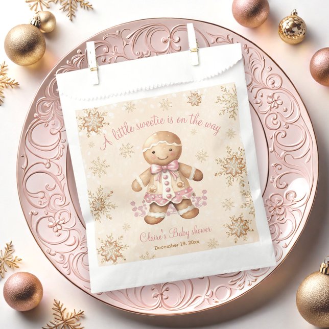 Gingerbread Little Sweetie Christmas Baby Shower Favour Bag (Gingerbread Little Sweetie Christmas Baby Shower Favor Bag)